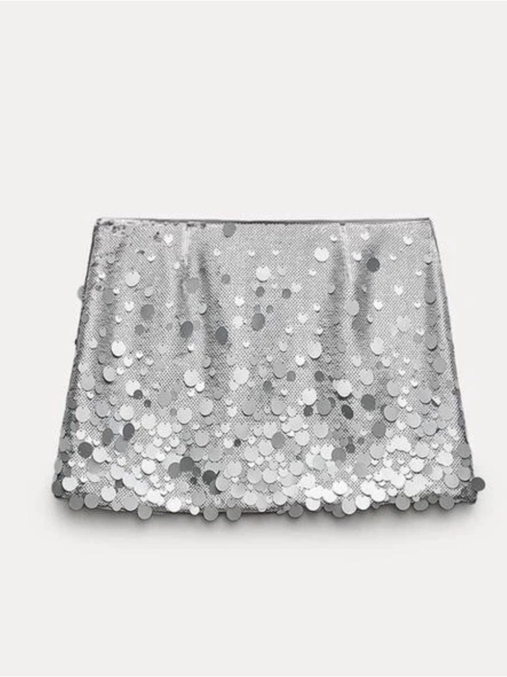 NWT Zara sequin mini skirt in silver. Size Large